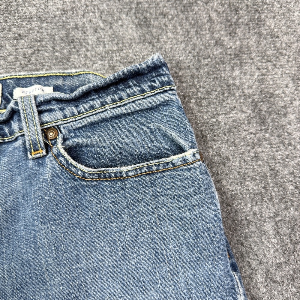 Vintage Old Navy Bootcut Jeans Sz 8 Mid Rise Stretch Below Waist Distressed Y2K - Picture 5 of 16